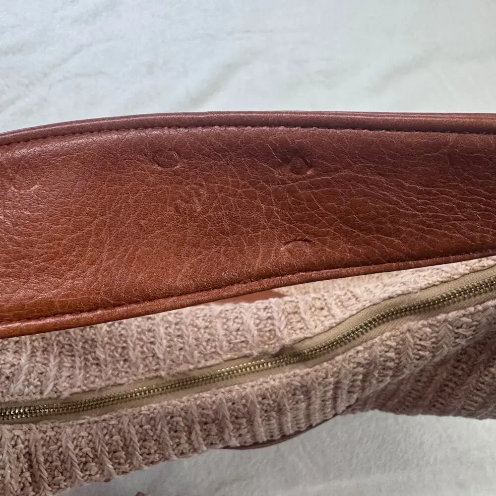 Anthropologie Urban Originals Oversized Woven Raffia Straw Handbag LeatherPocket